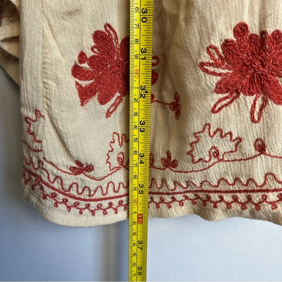 Free People Skyfall Embroidered Tunic Dress Sz M Cream Boho Bell Sleeve READ - Picture 5 of 16